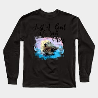 Watercolor Sea Otter - Who Loves Otters Long Sleeve T-Shirt